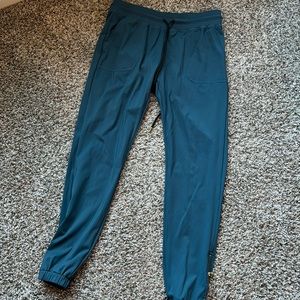 Dark Teal Peak Zipper Joggers, Size Small